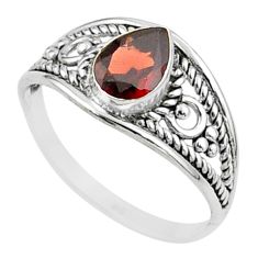1.49cts solitaire natural red garnet pear 925 sterling silver ring size 8 t51992