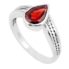 2.46cts solitaire natural red garnet pear 925 sterling silver ring size 8 u23916