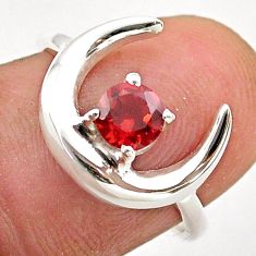 0.80cts solitaire natural red garnet round 925 silver moon ring size 7 t67625