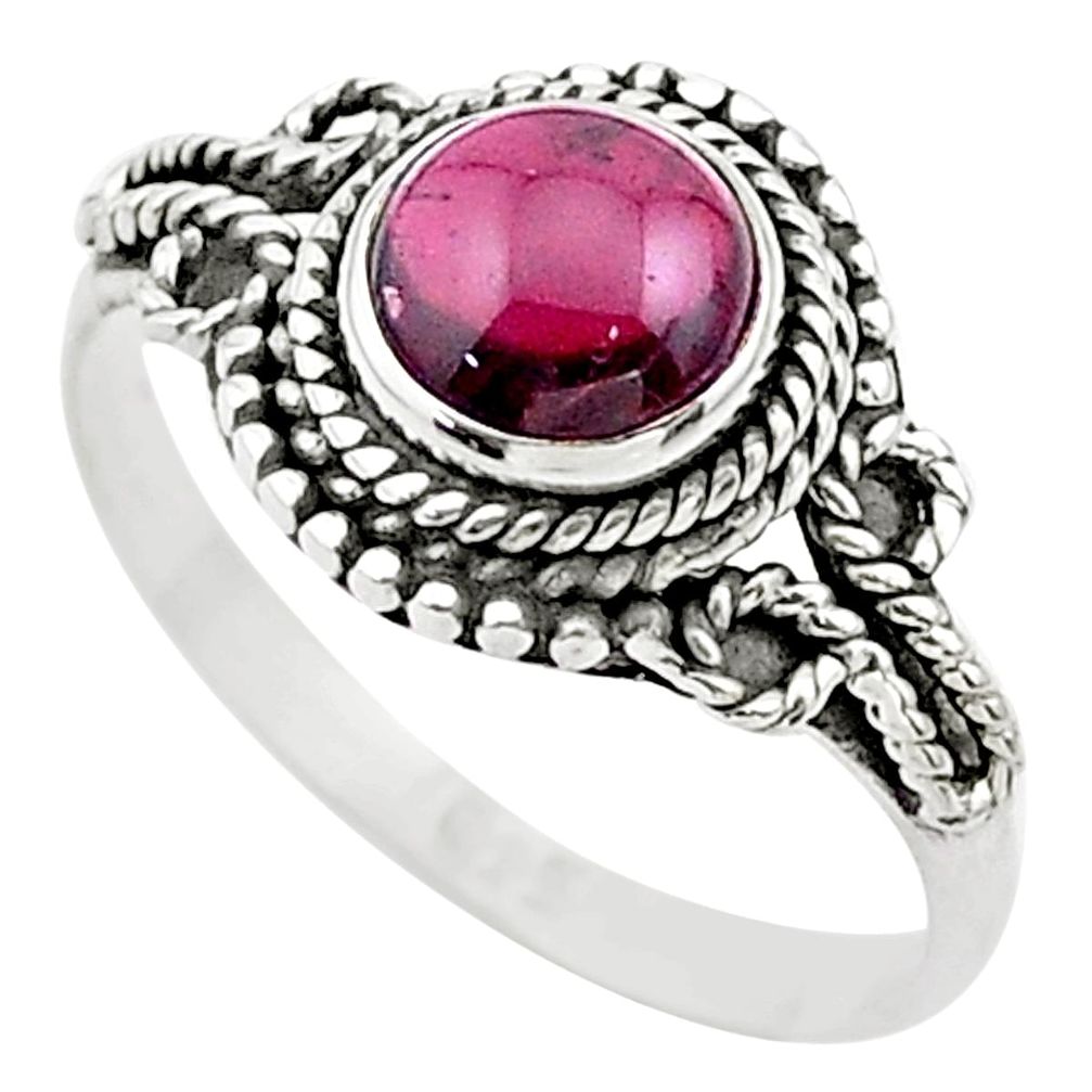 1.05cts solitaire natural red garnet round sterling silver ring size 8 t26164