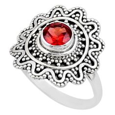 1.02cts solitaire natural red garnet round sterling silver ring size 9 t84560