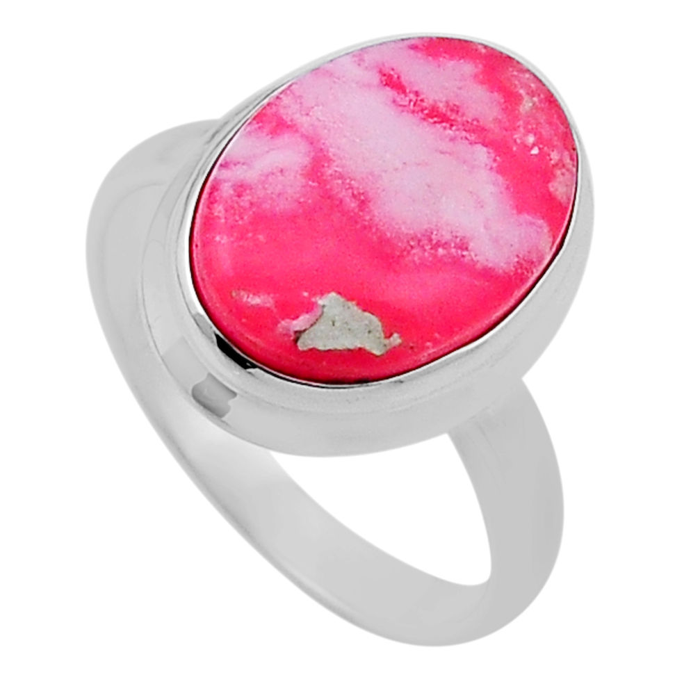9.56cts solitaire natural red plume agate 925 sterling silver ring size 8 n47942