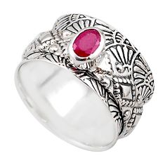 1.00cts solitaire natural red ruby 925 sterling silver band ring size 6.5 t67701
