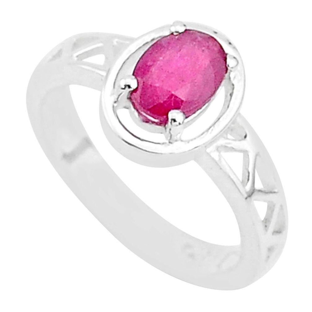 1.53cts solitaire natural red ruby 925 sterling silver ring jewelry size 6 t5195