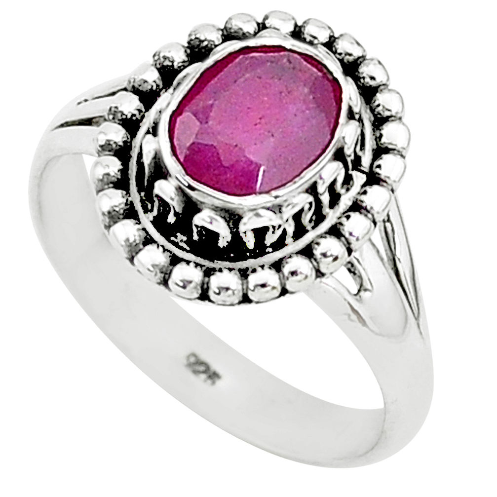 1.81cts solitaire natural red ruby 925 sterling silver ring jewelry size 6 t5366