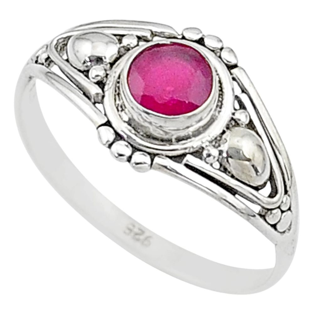 0.80cts natural cut ruby silver graduation handmade ring size 6 t9669