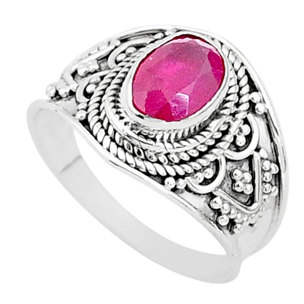 2.09cts solitaire natural red ruby 925 sterling silver ring jewelry size 7 t5149
