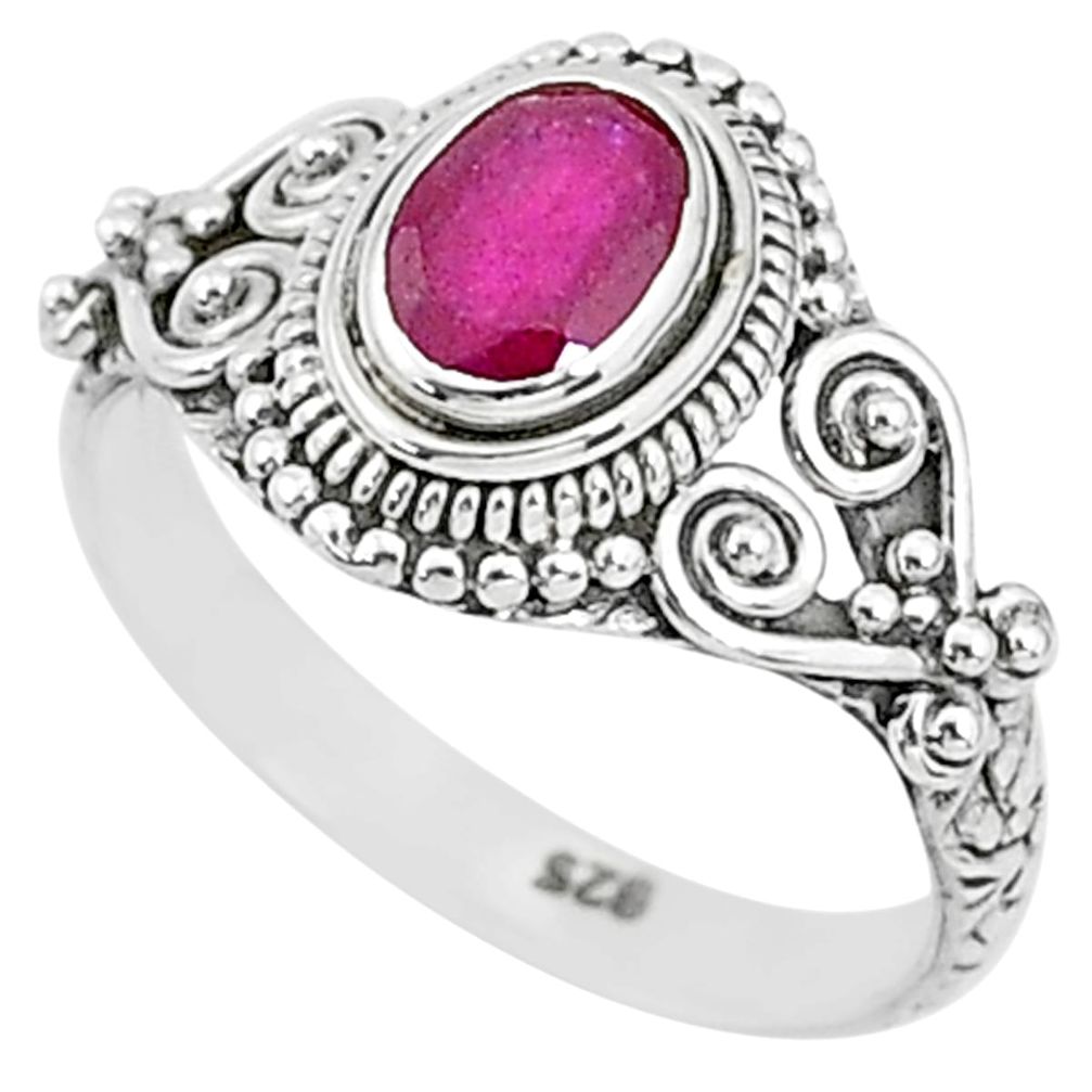 1.53cts solitaire natural red ruby 925 sterling silver ring jewelry size 7 t5391