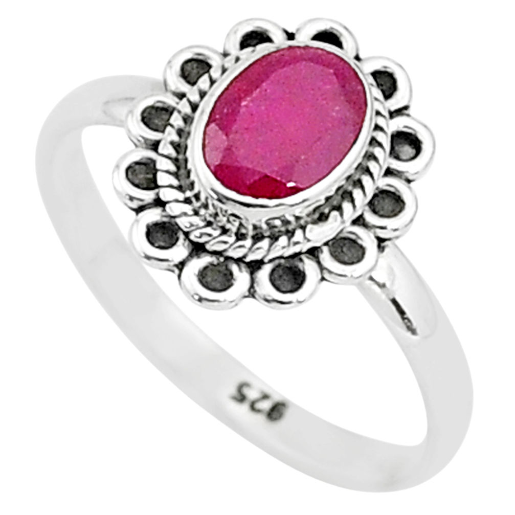 1.44cts solitaire natural red ruby 925 sterling silver ring jewelry size 7 t5396