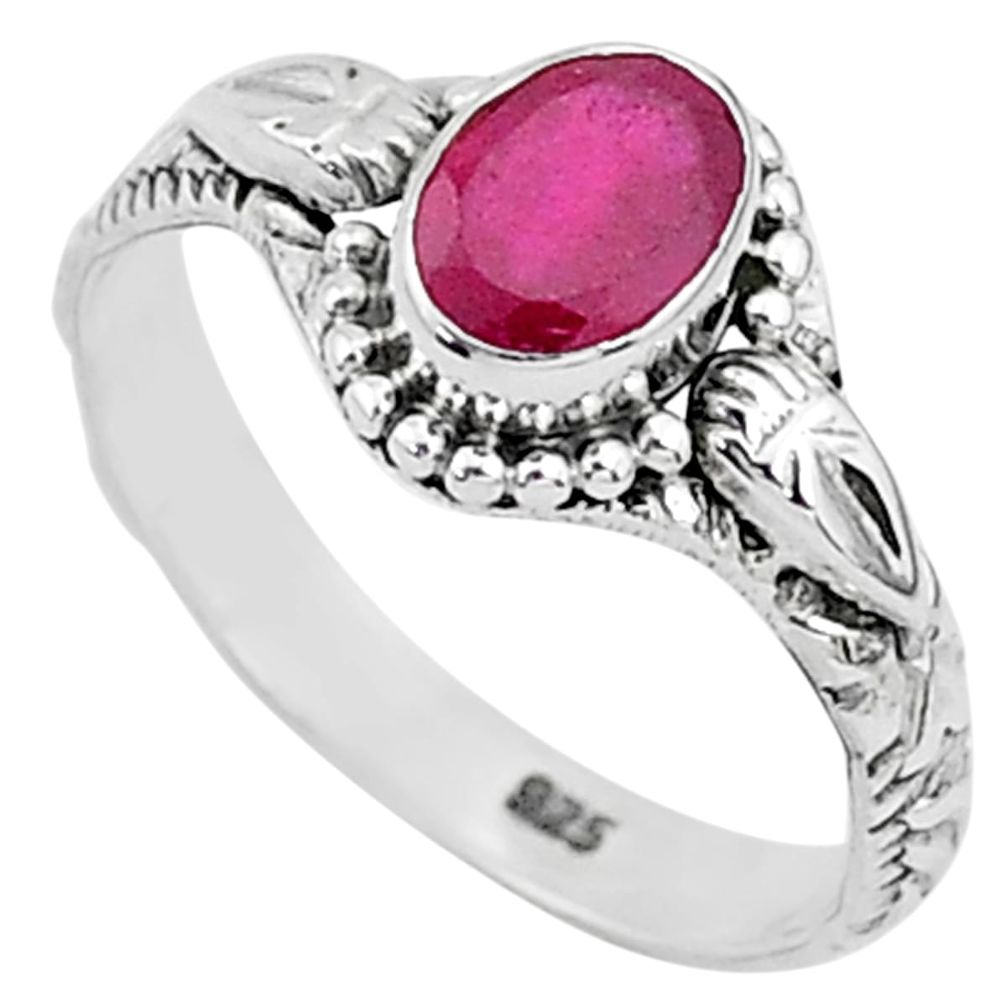 1.42cts solitaire natural red ruby 925 silver handmade ring size 7 t5406