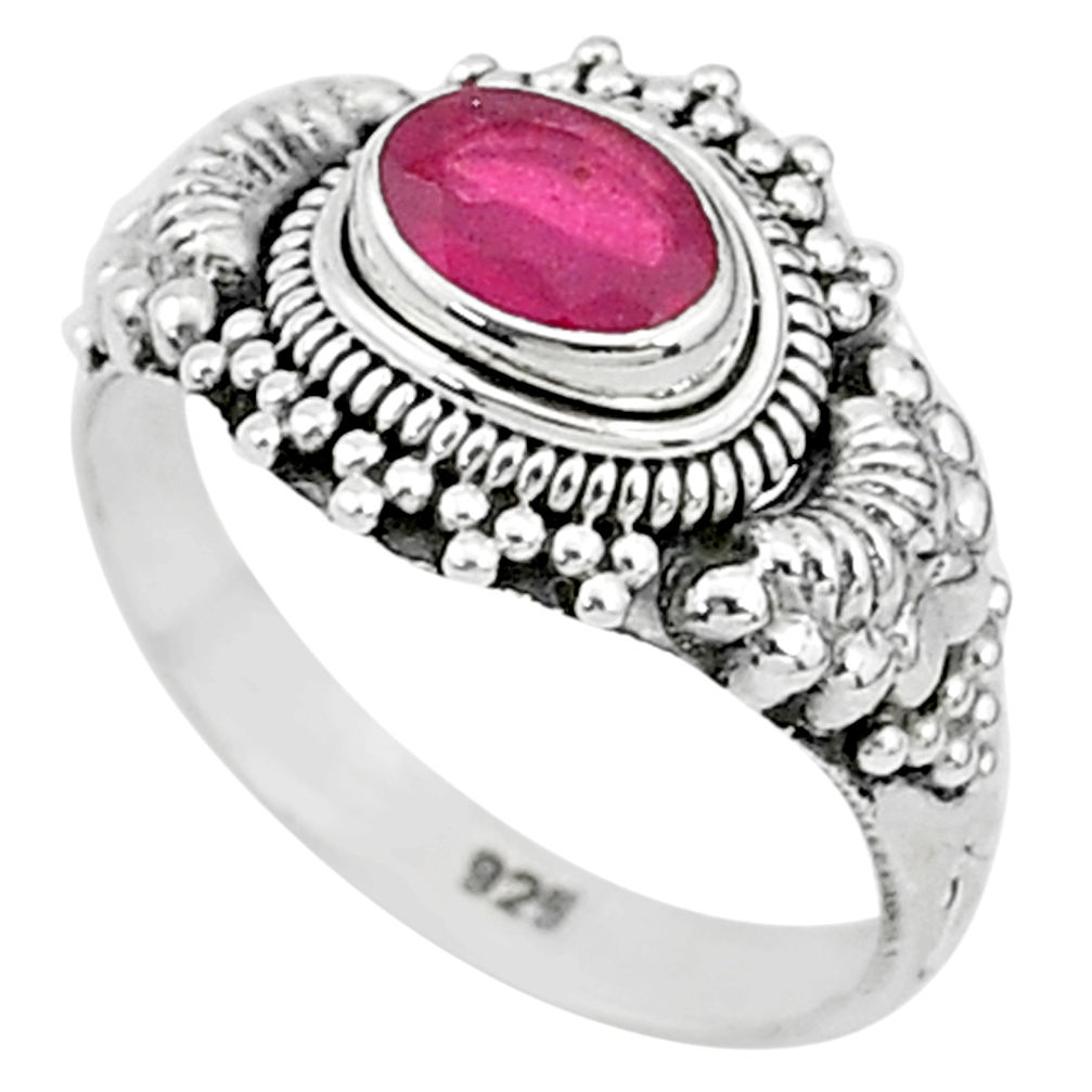 1.45cts solitaire natural red ruby 925 silver handmade ring size 7 t5410