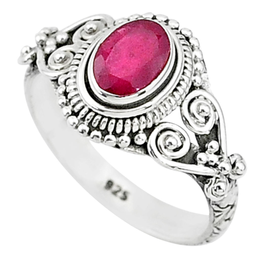 1.42cts solitaire natural red ruby 925 silver handmade ring size 7 t5430