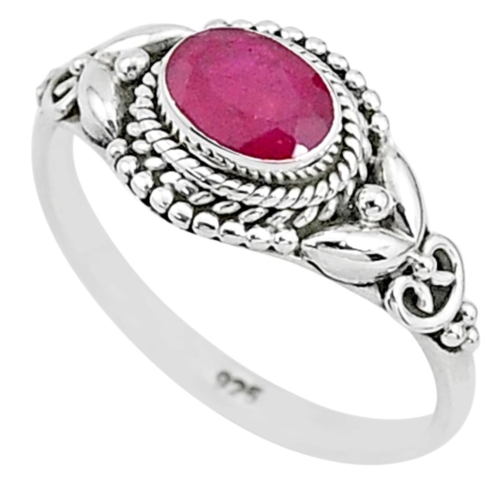 1.53cts solitaire natural red ruby 925 silver handmade ring size 7 t5436