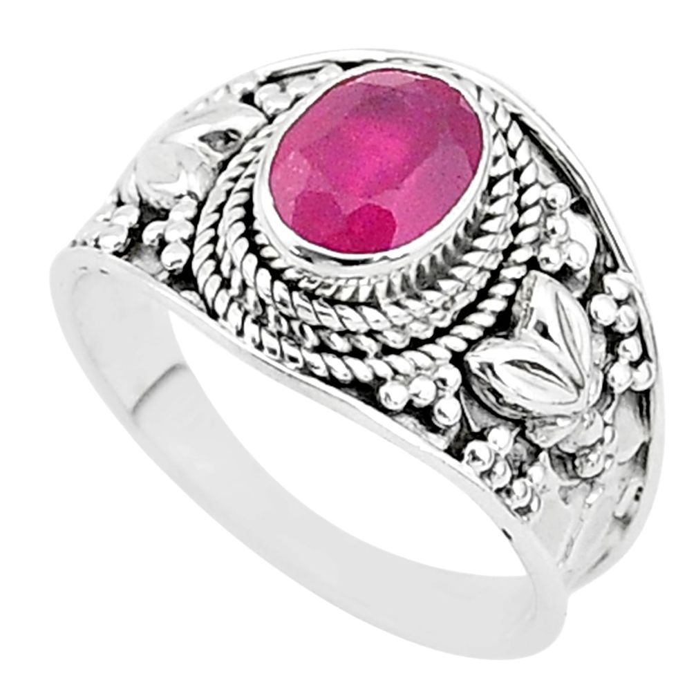 2.13cts solitaire natural red ruby 925 sterling silver ring jewelry size 8 t5142