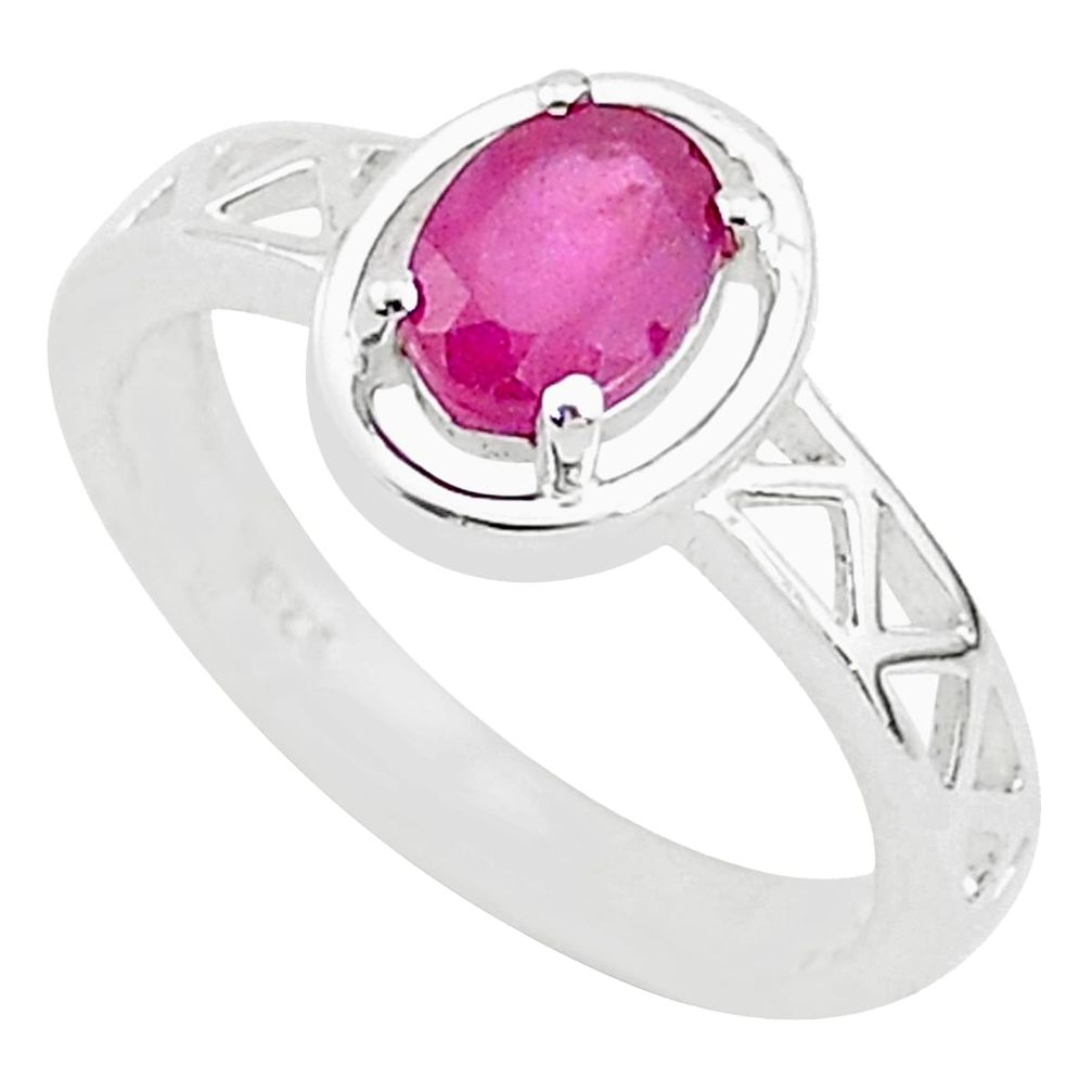 1.30cts solitaire natural red ruby 925 sterling silver ring jewelry size 8 t5190