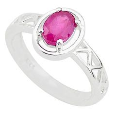 1.30cts solitaire natural red ruby 925 sterling silver ring jewelry size 8 t5190
