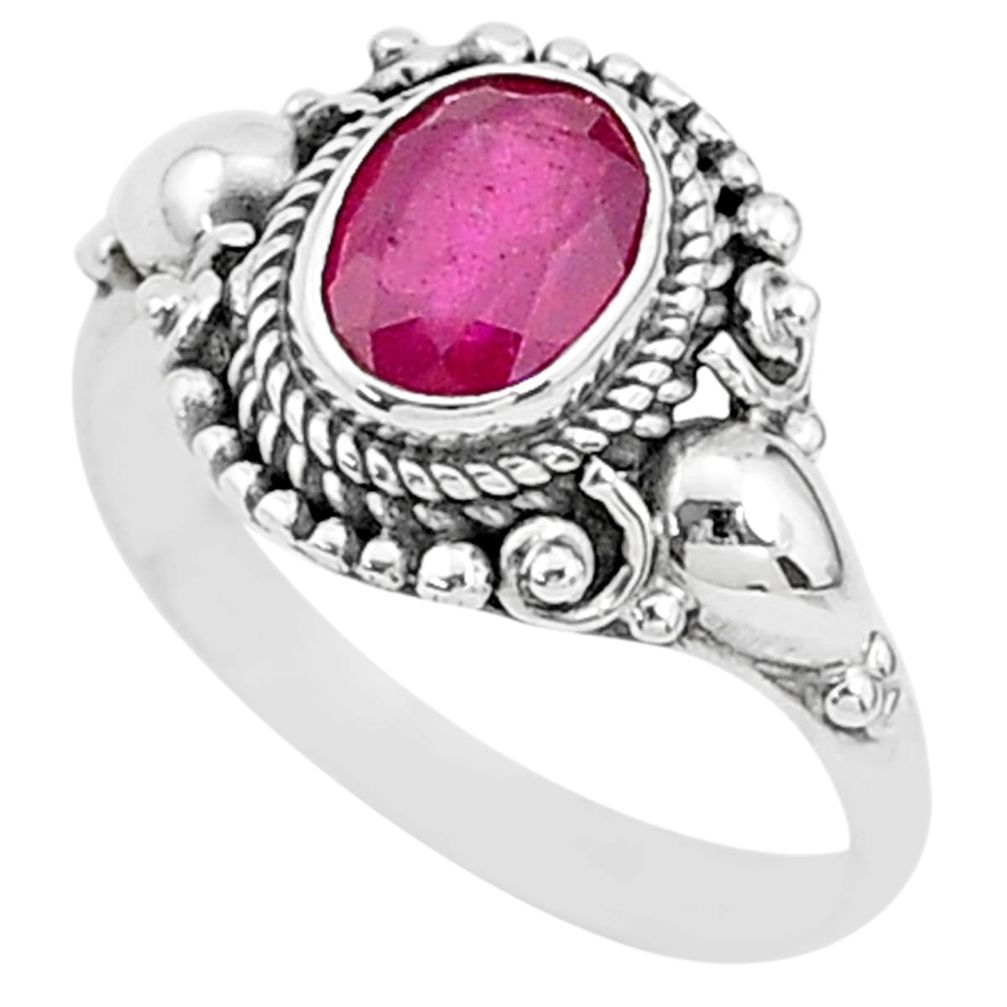 2.14cts solitaire natural red ruby 925 sterling silver ring jewelry size 8 t5321