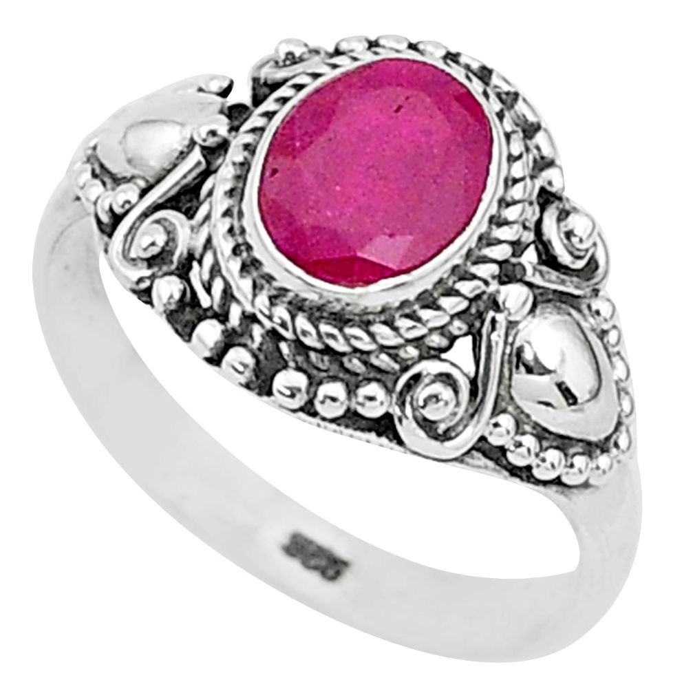 2.03cts solitaire natural red ruby 925 sterling silver ring jewelry size 8 t5322