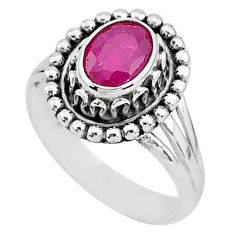 1.96cts solitaire natural red ruby 925 sterling silver ring jewelry size 8 t5381