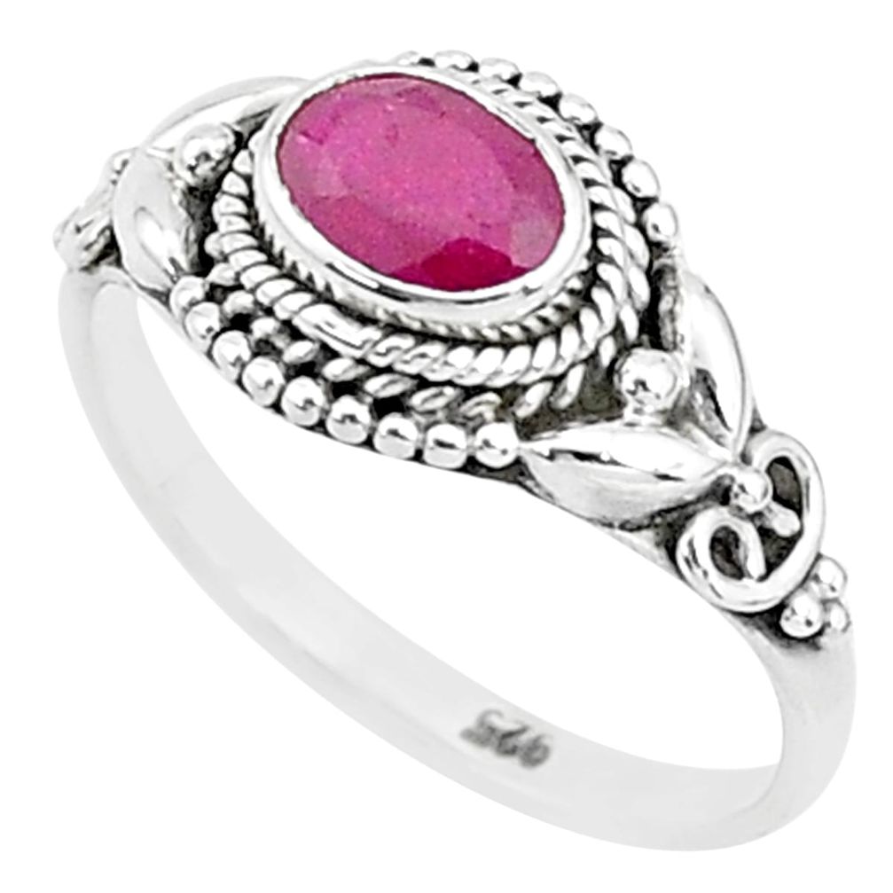 1.36cts solitaire natural red ruby 925 sterling silver ring jewelry size 8 t5388