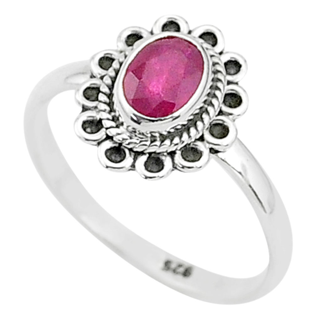 1.44cts solitaire natural red ruby 925 silver handmade ring size 8 t5432