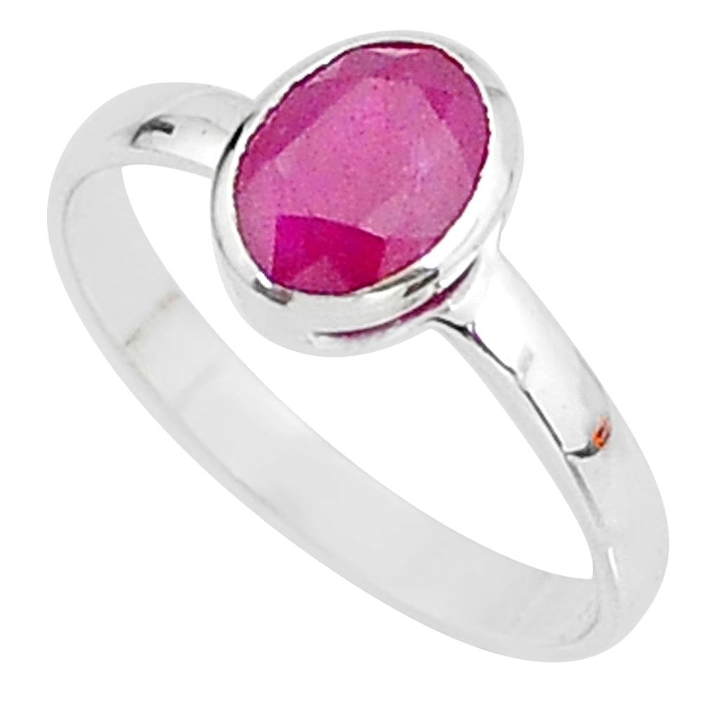 1.99cts solitaire natural red ruby 925 sterling silver ring jewelry size 8 t7305