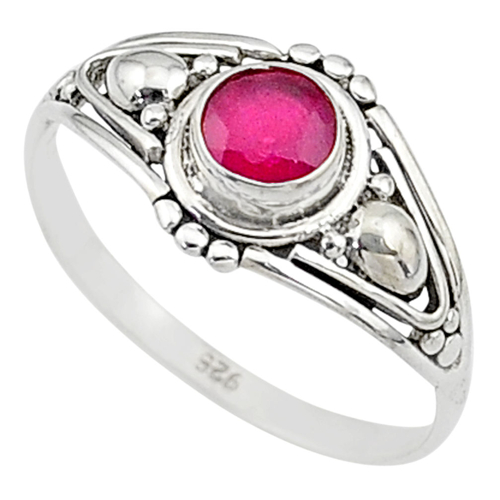 0.76cts natural cut ruby silver graduation handmade ring size 8 t9705