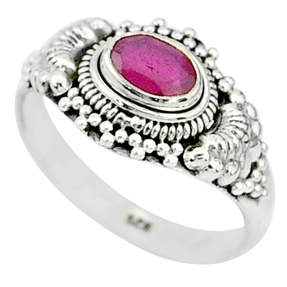 1.36cts solitaire natural red ruby 925 sterling silver ring jewelry size 9 t5368