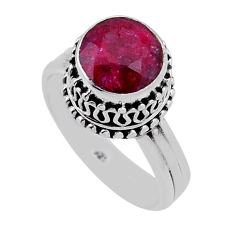 4.82cts solitaire natural red ruby 925 sterling silver ring size 7.5 n43292