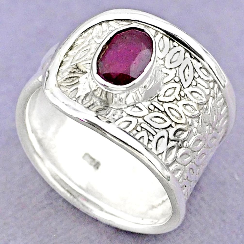 1.49cts solitaire natural red ruby 925 sterling silver ring size 7 t32381