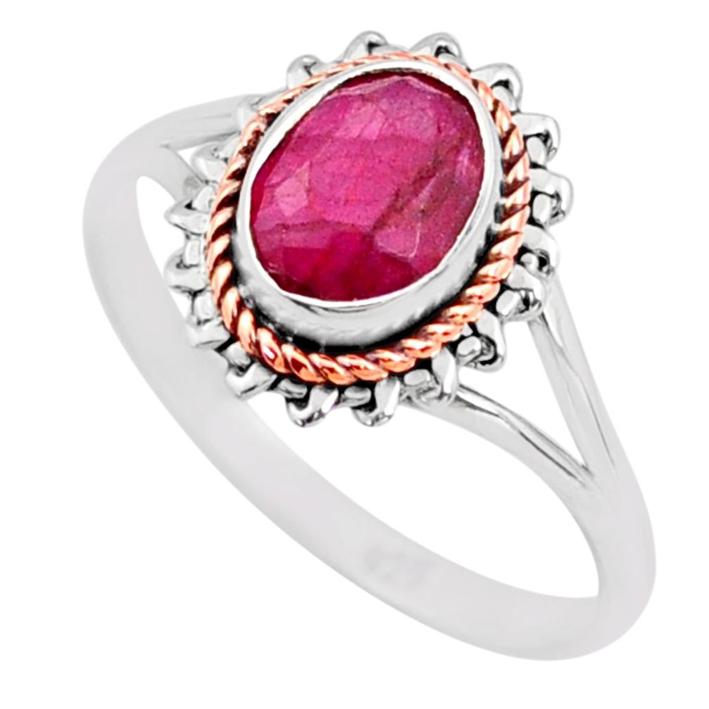 2.21cts solitaire natural red ruby 925 sterling silver ring size 7 t79283