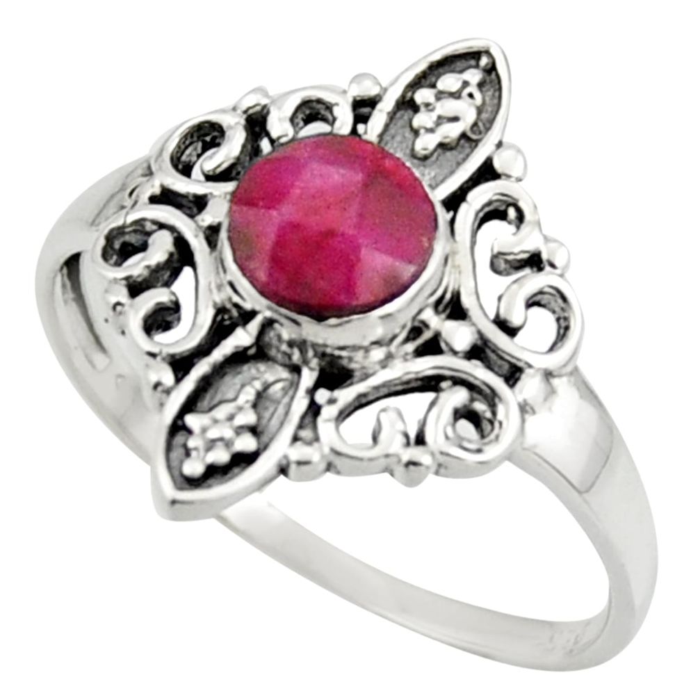 1.19cts solitaire natural red ruby 925 sterling silver ring size 8 r41947