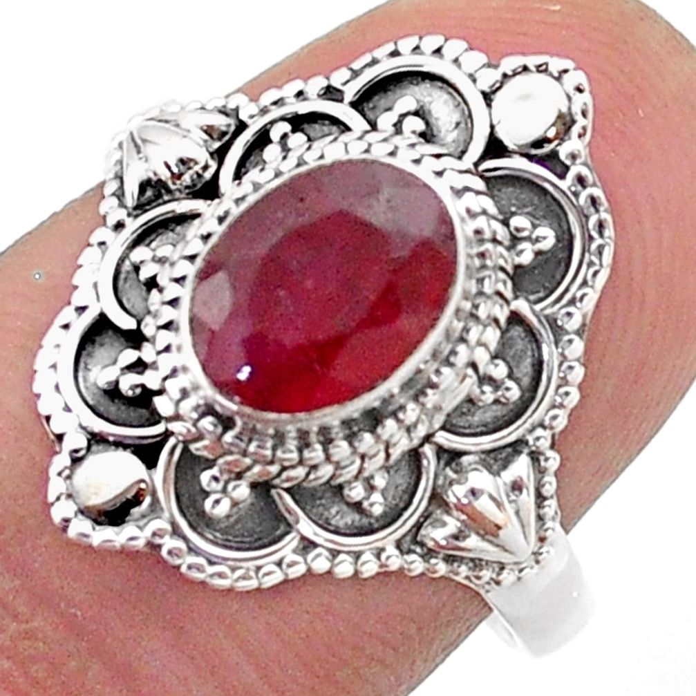 2.08cts solitaire natural red ruby 925 sterling silver ring size 8 t46655