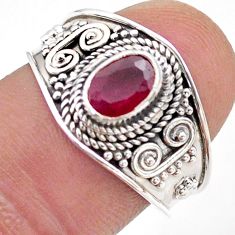 1.46cts solitaire natural red ruby 925 sterling silver ring size 8 t75519