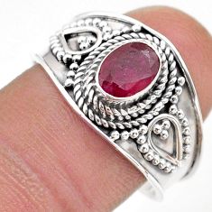 1.46cts solitaire natural red ruby 925 sterling silver ring size 9 t75509