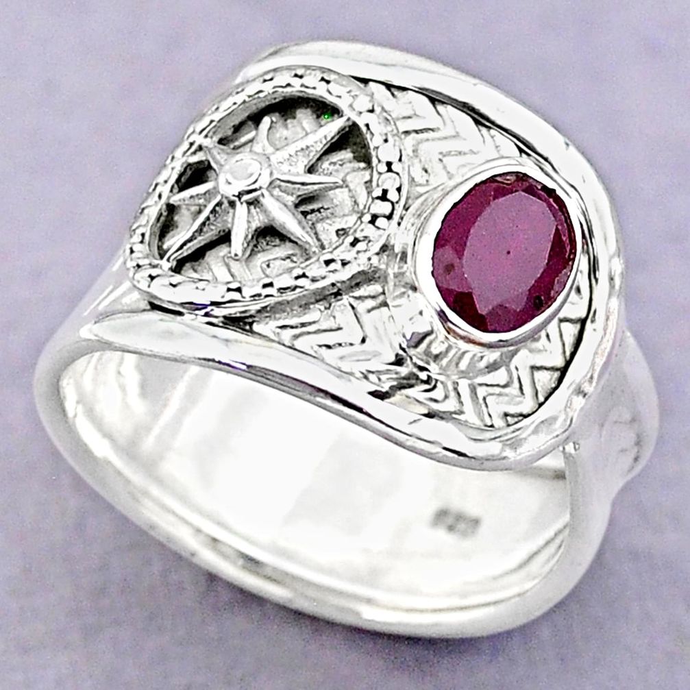 1.51cts solitaire natural red ruby 925 sterling silver ring size 8.5 t32405