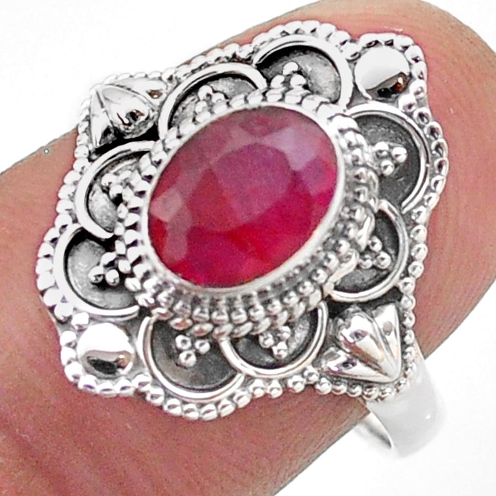 2.08cts solitaire natural red ruby 925 sterling silver ring size 8.5 t46654