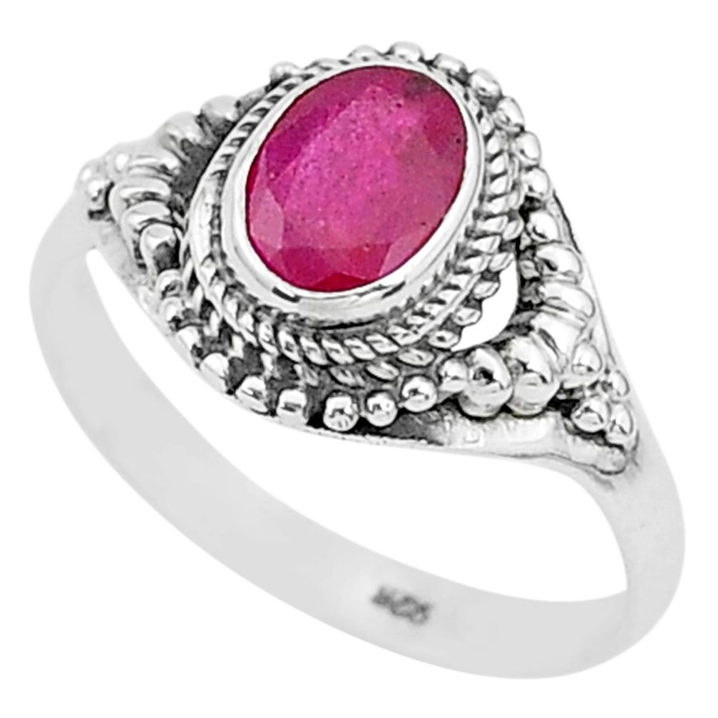 2.09cts solitaire natural red ruby 925 sterling silver ring size 9.5 t5282