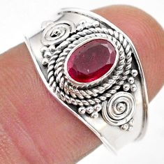 1.43cts solitaire natural red ruby 925 sterling silver ring size 8.5 t75518
