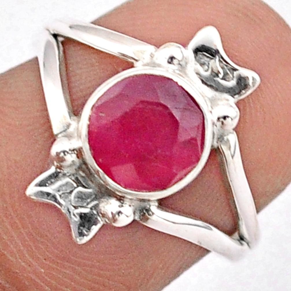 2.28cts solitaire natural red ruby 925 sterling silver ring size 6.5 t86754