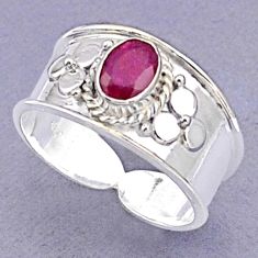 1.57cts solitaire natural red ruby 925 sterling silver ring size 8.5 t93650