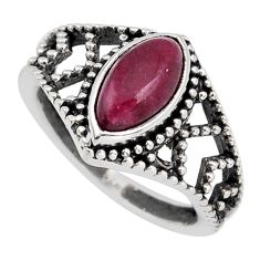 2.41cts solitaire natural red ruby marquise sterling silver ring size 5.5 y36142