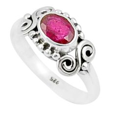 1.44cts solitaire natural red ruby oval 925 sterling silver ring size 6.5 u19877