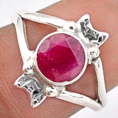 2.42cts solitaire natural red ruby round 925 sterling silver ring size 7 t86755