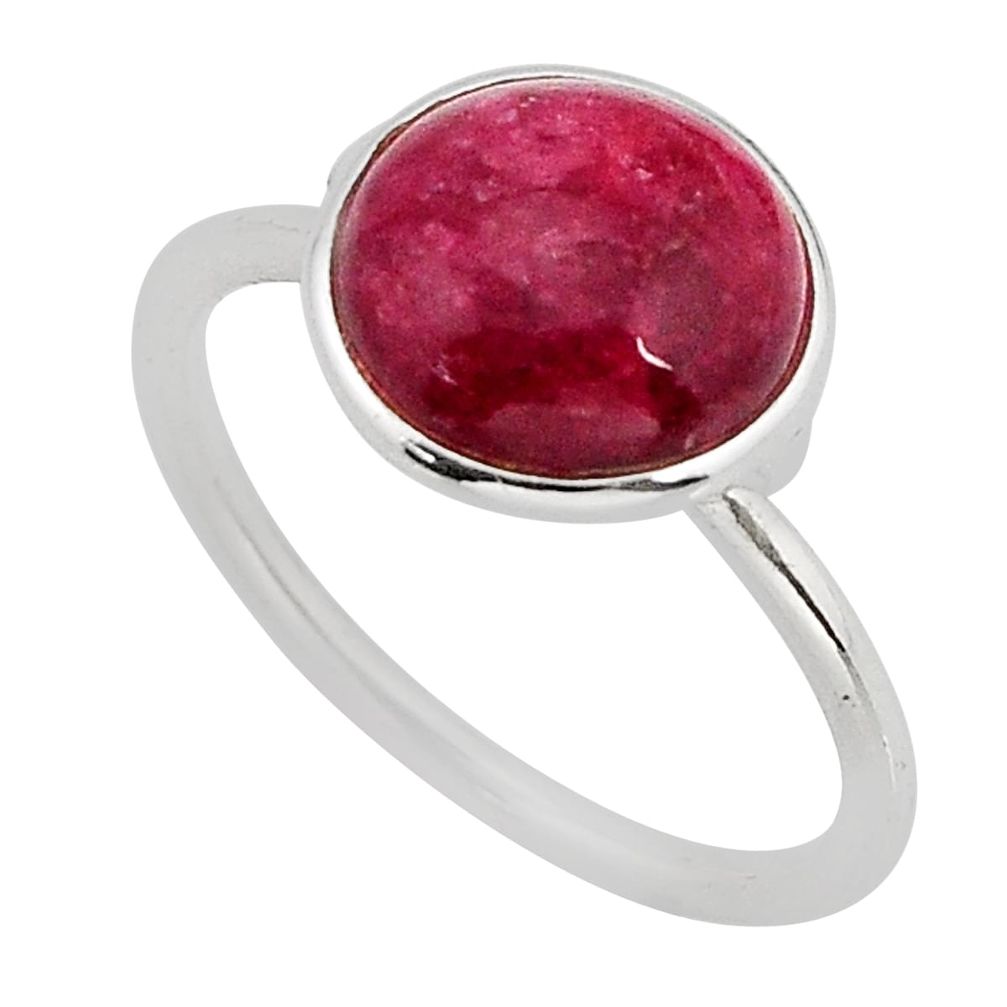 5.09cts solitaire natural red ruby round 925 sterling silver ring size 7 y76103