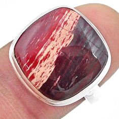 14.43cts solitaire natural red snakeskin jasper 925 silver ring size 7 u47938