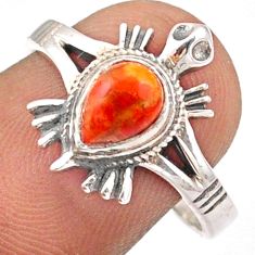 1.50cts solitaire natural red sponge coral 925 silver tortoise ring size 8 u4822