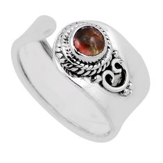 0.98cts solitaire natural red tourmaline silver adjustable ring size 7.5 n37125