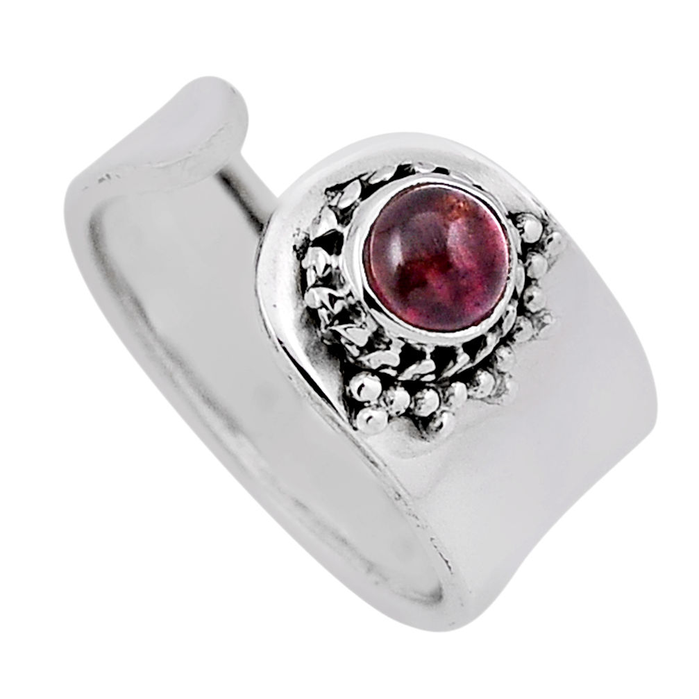 0.92cts solitaire natural red tourmaline silver adjustable ring size 6 n37151