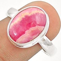 6.33cts solitaire natural rhodochrosite inca rose 925 silver ring size 10 u29765